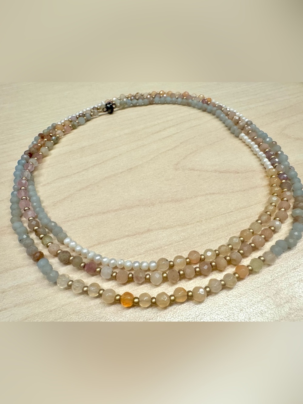 Delicate Multi-Strand Pastel Bead and Pearl Necklace